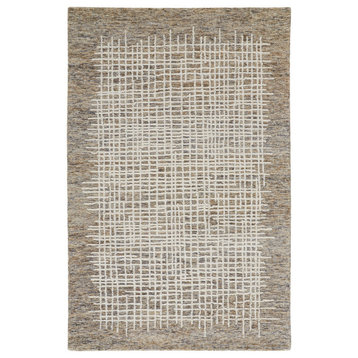 Weave & Wander Carrick Architectural Rug, Charcoal/Brown, 2'x3'