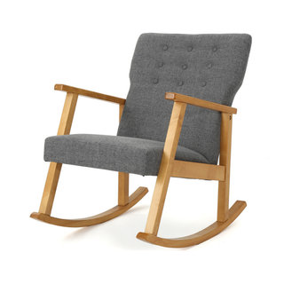 GDF Studio Hank Mid Century Modern Fabric Rocking Chair