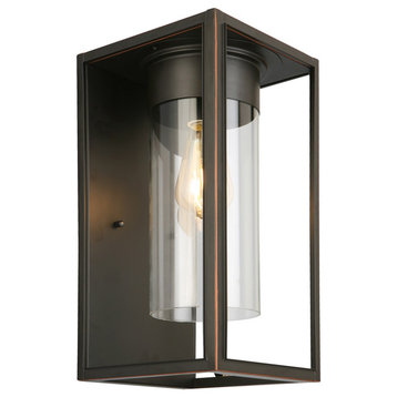 Eglo 1x60w Outdoor Wall Light W/ Oil Rubbed Bronze Finish & Clear Glass - 203032
