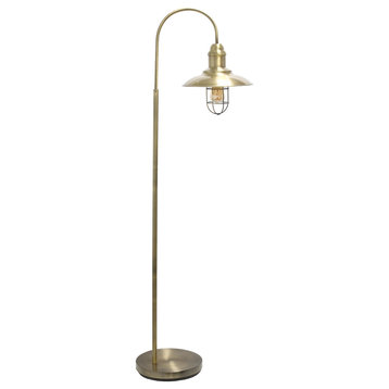Elegant Designs Rustic Open Cage Floor Lamp, Antique Brass