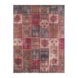 Rugsville Patchwork Overdyed Burnt Umber Wool Rug 12237 8'x10' - Home Accessories & Decor