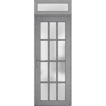 Front Exterior Prehung Door Frosted Glass / Manux 8312 Grey / 36 x 96" Right In