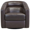 Benzara BM236915 Swivel Leatherette Accent Chair With Barrel Design Back, Brown