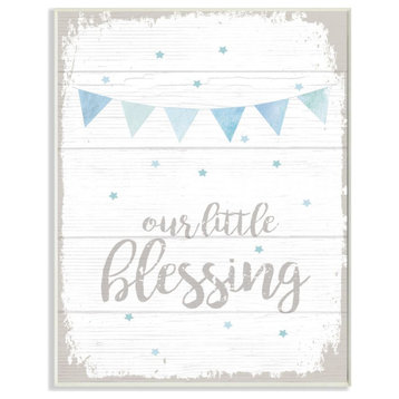 The Kids Room by Stupell Our Little Blessing Blue Kids Word Design, 10 x 15