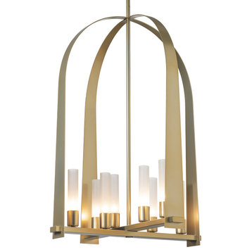Hubbardton Forge 131071-02-FD Triomphe 8-Light Pendant, Natural Iron Finish and Frosted Glass