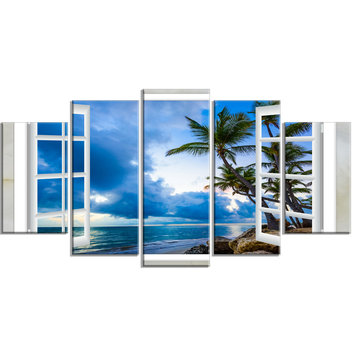 "Window Open To Cloudy Blue Sky" Landscape Wall Art Print, 5 Panels, 60"x32"