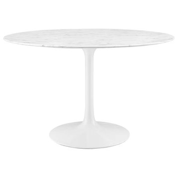 Lippa 28" Round Artificial Marble Dining Table, 47"