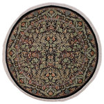 Bareens Designer Rugs - Imran Pak Persian Sina Black/Grey Wool Round - 6'0'' x 6'1'' - Designed with mesmerizing intricacy and gorgeous color palette, this hand-knotted masterpiece demonstrates the beauty and electrifying thrill of Pak Persian art. These meticulously hand-knotted Pak-Persian rug is made with pure wool and features breathtaking traditional, transitional, and tribal designs in bold luxurious color pallets. Known for their intricate designs these rugs are a reproduction of Persian rugs, made in Pakistan with unique Mughal designs. Made by master weavers using the same Persian texture, design and dying technique, we wanted to produce the most significant manifestation of Persian art, life, and culture. This rug is most famous for its exceptional quality, incredible designs, patterns, and vibrant rich color. Pak-Persian rugs made with Persian weave with high knot counts, which enables the high intricacy and detail found in the patterns are also referred to as "State of art", each color adds a rich beautiful detail in the artwork of this rug. The design, color, and beautiful chromatic composition with a vibrant sheen with intricate designs, exude beauty, elegance, and quality make this rug a masterpiece of its own.