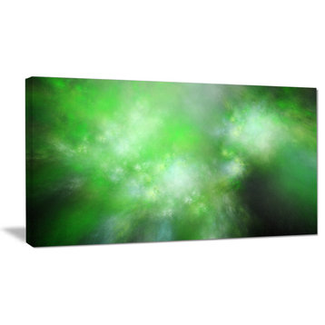 Green Blur Sky with Stars, Abstract Canvas Art Print, 32x16