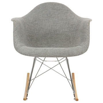 LeisureMod Wilson Twill Fabric Eiffel Rocking Chair, Grey