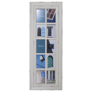 35" Distressed Windowpane Photo Collage Frame Wall Decor