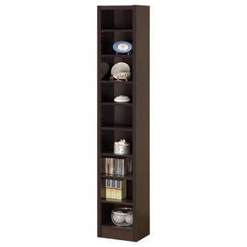 Glimmering Brown Narrow Wooden Bookcase