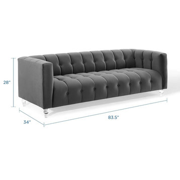 Lowell Channel Button Sofa - Charcoal