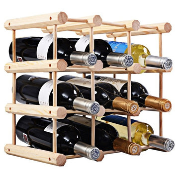Modern Wooden Bottle Rack Wine Holder for 12 Bottles