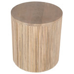 Meridian Furniture - Oakhill Natural End Table - Bring contemporary design to the forefront with the addition of this Oakhill End Table to your living room or den. This eye-grabbing design features solid mango wood construction, so you can count on its durable demeanor to hold up to the rigors of use in your busy home. The fluted wood design is chic and contemporary, adding a distinctive modern vibe to your room in an instant. A white oak finish tops off the look of this Oakhill end table, adding to its visually striking beauty.