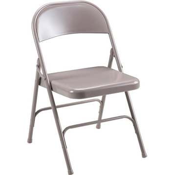 Lorell Steel Folding Chairs, Steel Beige Seat, Set of 4