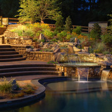 Perfection of terraced back hill with pool/spa/waterfall