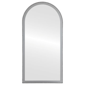 Vienne Framed Full Length Mirror, Crescent Cathedral, 23.4"x47.4", Silver Spray