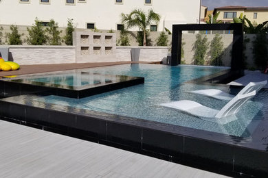 Example of a trendy pool design in Orange County
