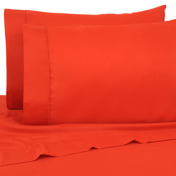 Premier Colorful Bright 4 Piece Microfiber Sheet Set, Bright Red, Queen