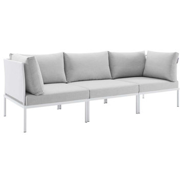 Harmony Sunbrella Outdoor Patio Aluminum Sofa, White/Gray