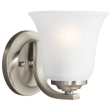 1 Light Wall Bath Sconce-Brushed Nickel Finish-Incandescent Lamping Type - Wall