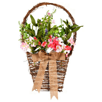 20" Pink/White Flower Basket