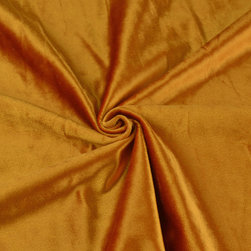 Hotham Brown Plain Ready Made Velvet Curtains and Fabrics Deep Carrot Orange Col - Upholstery Fabric