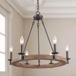 LALUZ - 6-Light Candle Chandelier - Add rustic inspiration to your home with this wood circular chandelier.