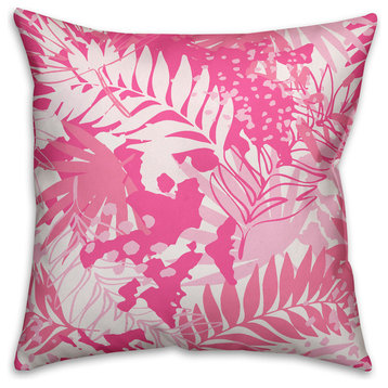 Pink Palms Outdoor Throw Pillow, 18"x18"