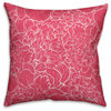 White and Pink Florals Outdoor Throw Pillow, 18x18