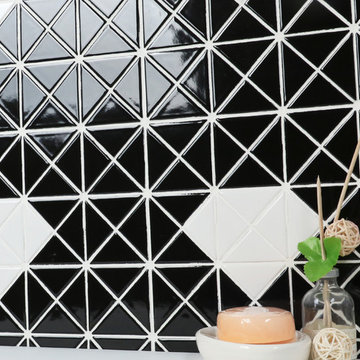 Triangular Diamond Pattern Porcelain Mosaic Tile, Wall decor