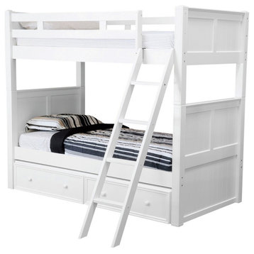 Beatrice White Twin Size Bunk Beds With Underbed Storage Drawers