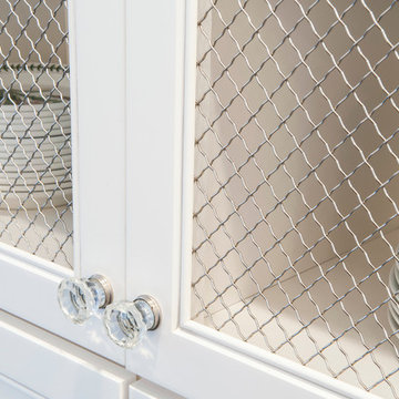 White Kitchen Cabinets with Chicken Wire Insert