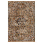 Jaipur Living - Vibe by Jaipur Living Amena Medallion Area Rug, Gold/Gray, 8'x10'6" - Inspired by the vintage perfection of sun-bathed Turkish designs, the Zefira collection showcases detailed traditional motifs that have been updated with on-trend, saturated colorways. The Amena rug boasts an elegantly distressed medallion in rich tones of gold, pink, tan, black, and gray. This power-loomed rug features cotton fringe detailing, a natural result of weft yarns, that echoes hand-knotted construction and adds brilliant texture to the plush, durable polypropylene pile.