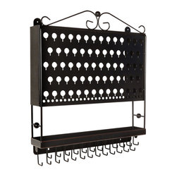Designers Impressions - Designers Impressions JR20 Wall Mounted Jewelry Organizer, Oil Rubbed Bronze - Jewelry Boxes And Organizers