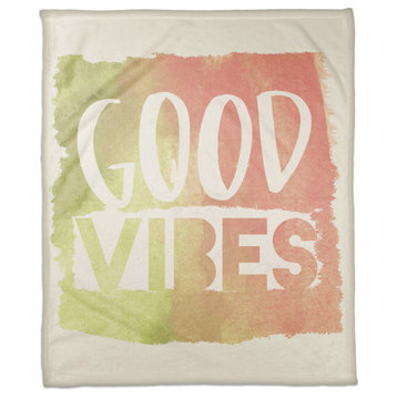 Good Vibes Watercolor 50x60 Coral Fleece Blanket