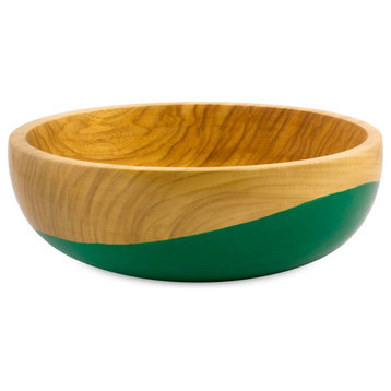 Novica Spicy Green Wood Bowl, Large