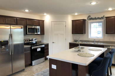 Example of a mid-sized trendy galley kitchen design