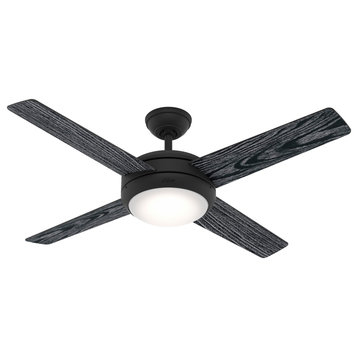 Hunter 52" Marconi Matte Black Ceiling Fan With LED Light and Wall Control