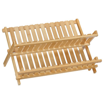 Rella Bamboo Folding Dish Rack for Drying and Storage
