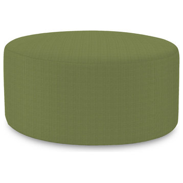 36" Universal Round Ottoman With Slipcover, Seascape Moss