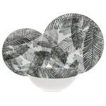 Godinger - Felice 12 Piece Dinnerware Set - Tropical style dinnerware is ideal for summer outdoor meals. This charming palm tree design will set a relaxing and upbeat ambiance. 11" D x 0.5" H Dinner Plate, 7.5" D x 0.5" H Salad Plate, 6" D x 3" H Bowl.