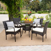 GDF Studio 5-Piece Blake Outdoor Wicker Dining With Cushions Set