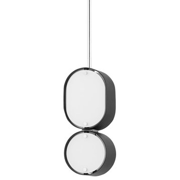 Corbett Lighting Opal 2-Light Pendant, Black/Stainless/White, 393-02-SBK-SS