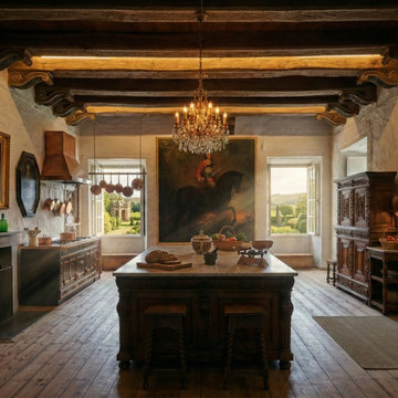 "The Equestrian Scullery Château" Old World Kitchen in Manor Estate #interiordes