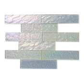 2"x8" Neve Winterscape Glass Tile, Set of 9