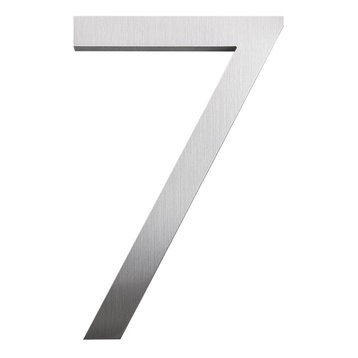 Modern Font House Number, Brushed, 12", Number 7