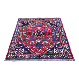 Red Tribal 3'3 X 4'8 Ft Shiraz Oriental Area Rug