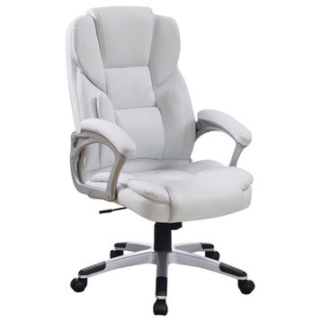 Benzara BM159125 Leatherette Contemporary Executive High-Back Chair, White